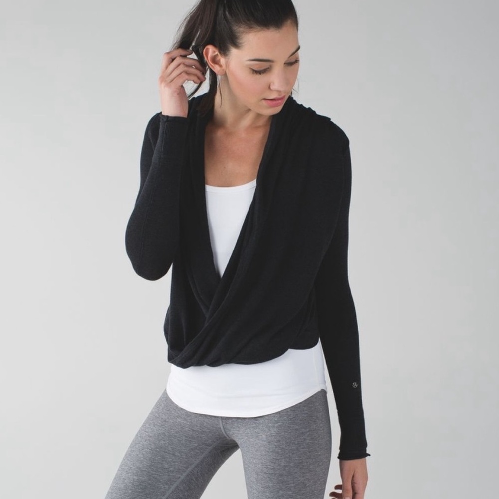 lululemon Iconic Wrap Sweater Heather Black Sz‎ 4